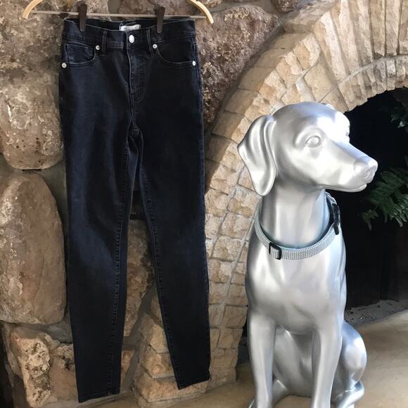 Madewell 9 Inch High Rise Skinny Black Jeans Women's Size 25 - Picture 2 of 6